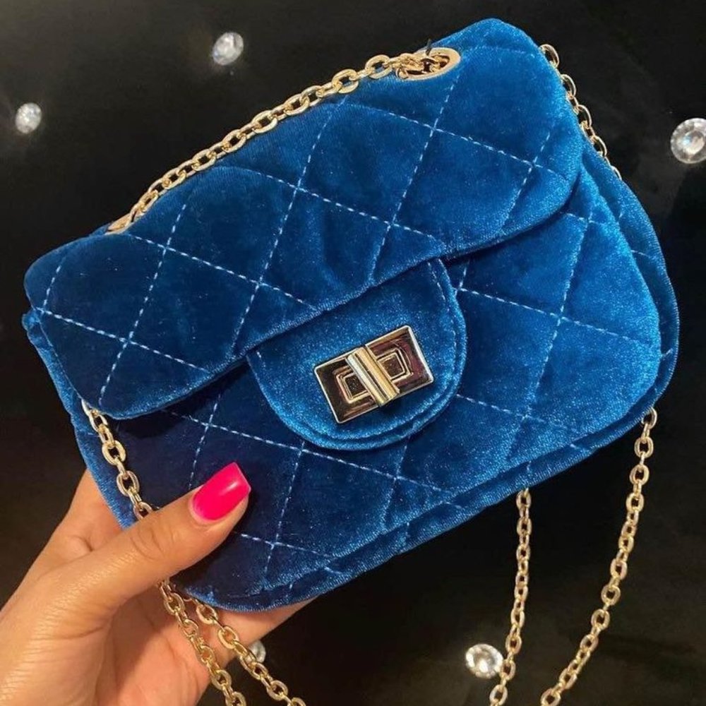 Velvet Mini Purses ( Grey, Pink & Blue)